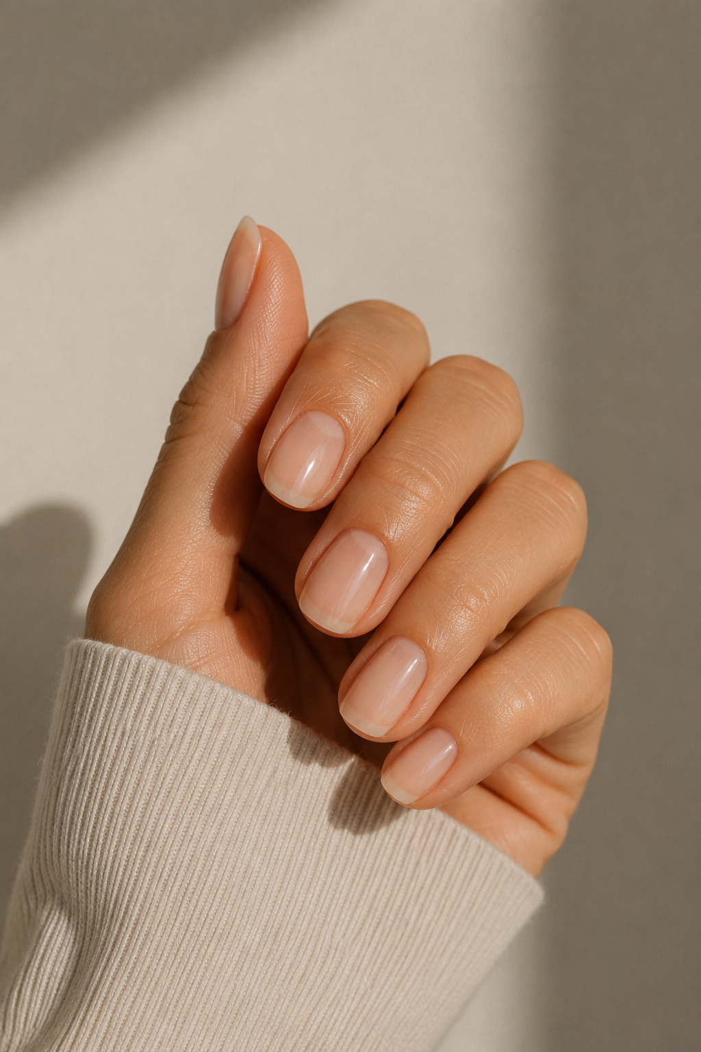 Well-groomed hand with a clean natural manicure