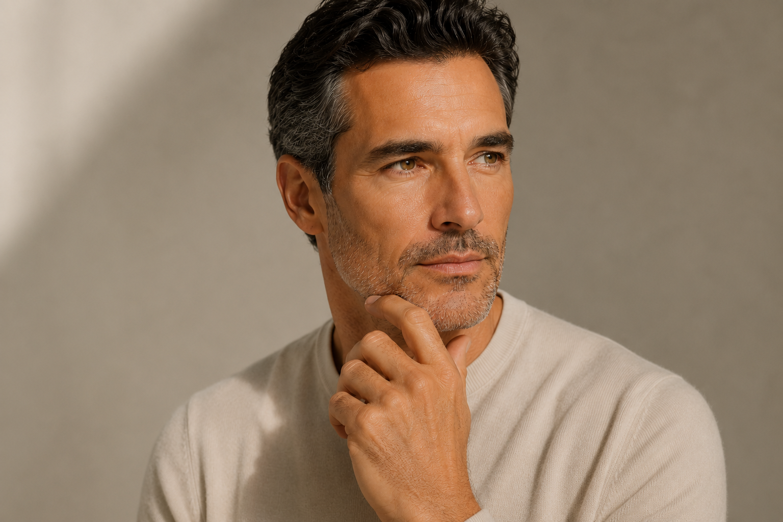 Confident mature man with healthy skin